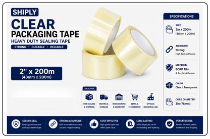 2" x 200m Shiply Packaging Tape - Clear