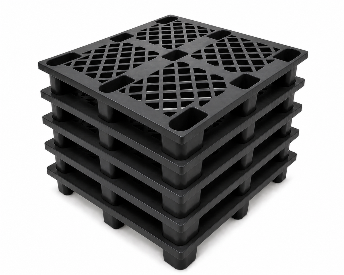 110cm x 110cm x 14cm Shiply Nestable Plastic Pallet - Black