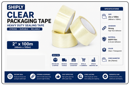 2" x 100m Shiply Packaging Tape - Clear