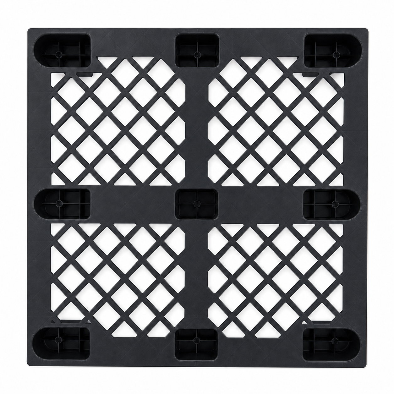 Additional angle of Shiply black nestable plastic pallet