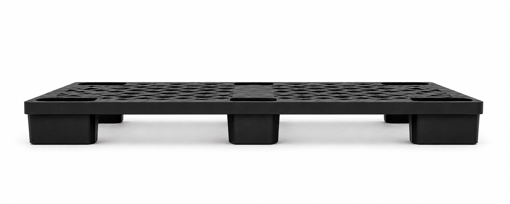 Side angle of Shiply black nestable plastic pallet