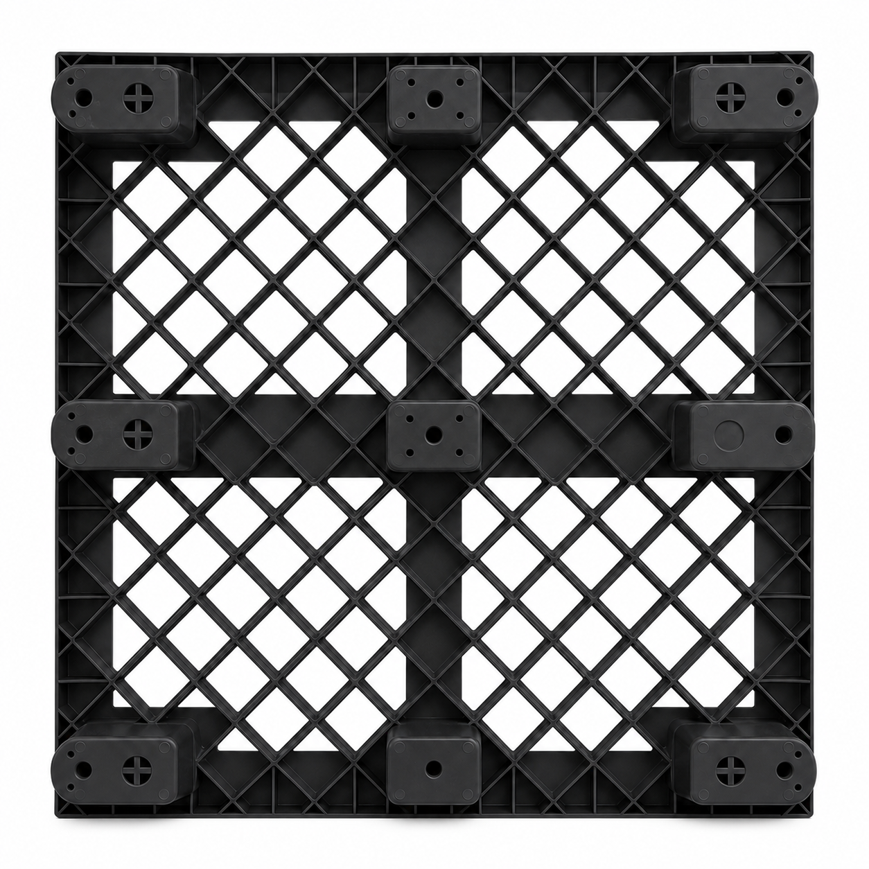Top angle of Shiply black nestable plastic pallet