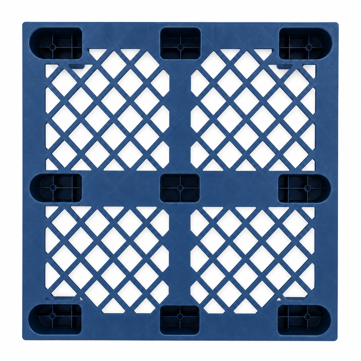 Additional angle of Shiply blue nestable plastic pallet
