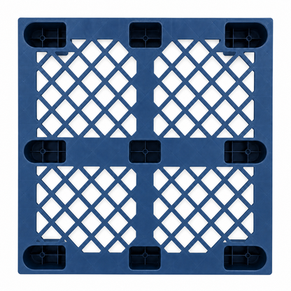 Additional angle of Shiply blue nestable plastic pallet