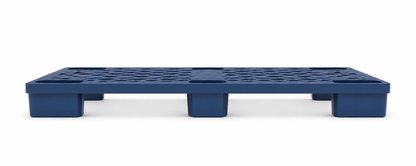 Side angle of Shiply blue nestable plastic pallet