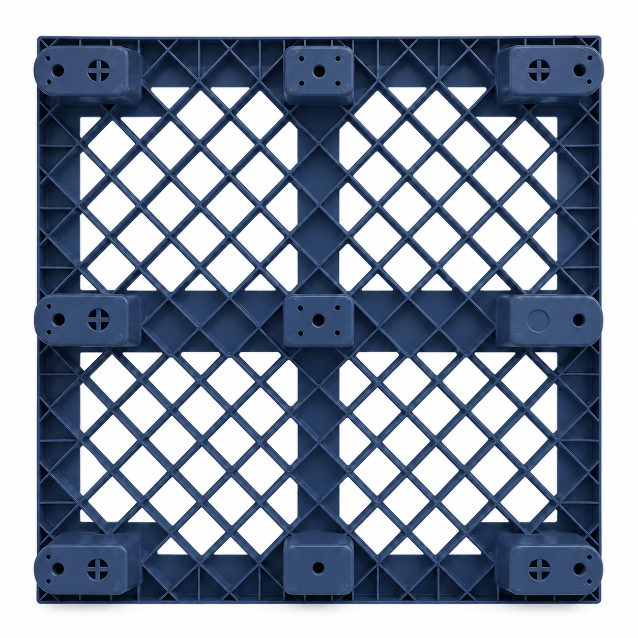 Top angle of Shiply blue nestable plastic pallet