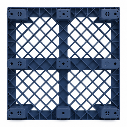 Top angle of Shiply blue nestable plastic pallet