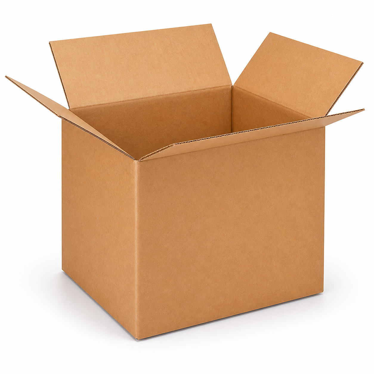 Shiply 12 x 12 x 12 inch corrugated shipping box with open flaps