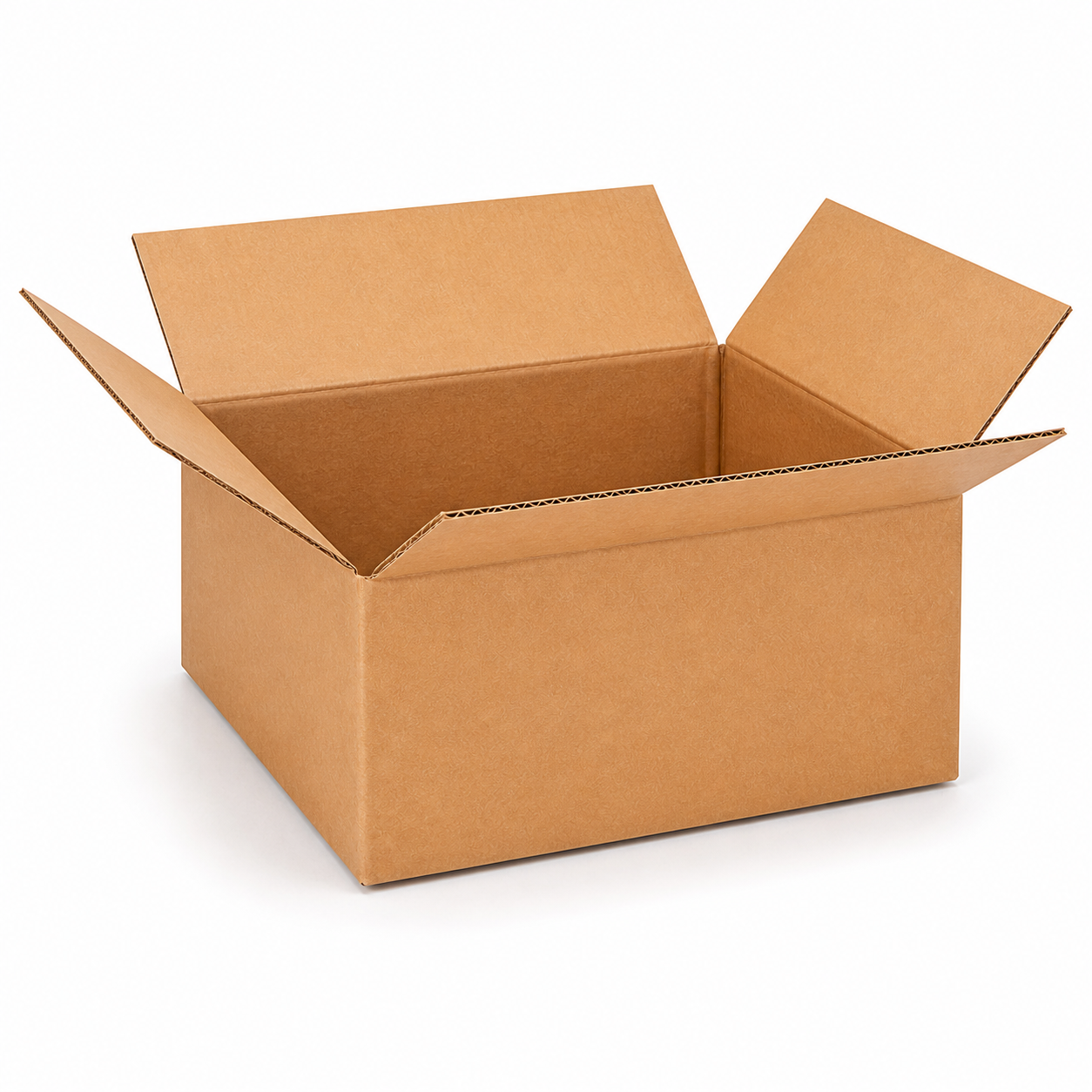 Shiply 12 x 12 x 6 inch corrugated shipping box with open flaps