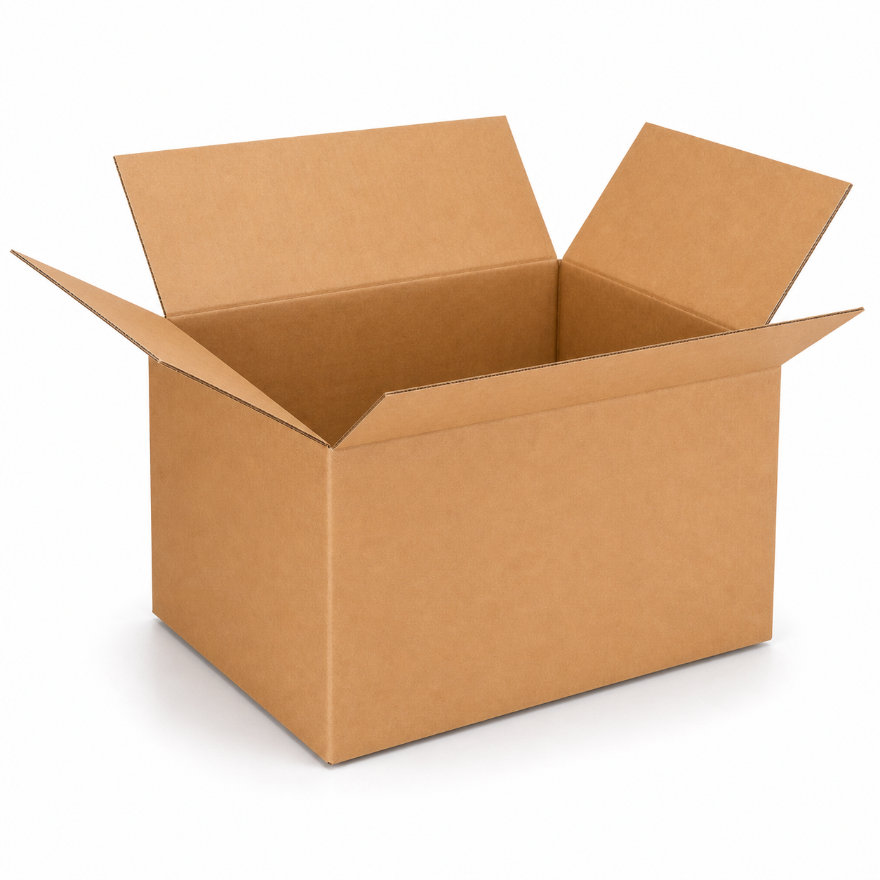 Shiply 12 x 9 x 6 inch corrugated shipping box with open flaps