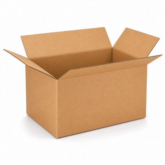 Shiply 14 x 10 x 6 inch corrugated shipping box with open flaps