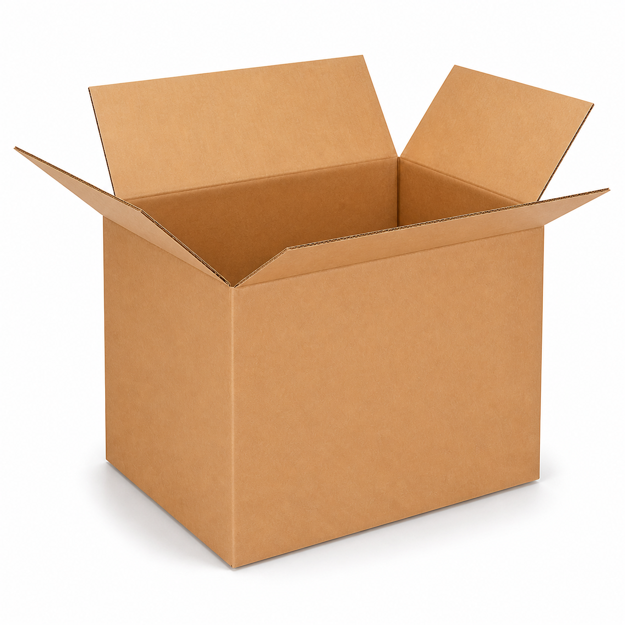 Shiply 14 x 14 x 14 inch corrugated shipping box with open flaps