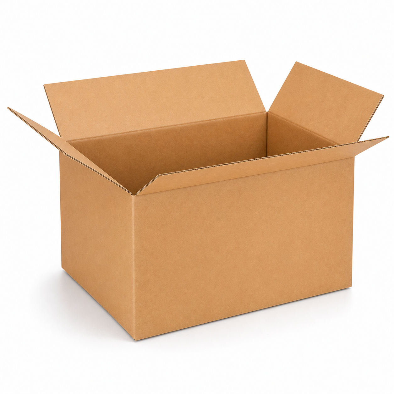 Shiply 15 x 12 x 10 inch corrugated shipping box with open flaps