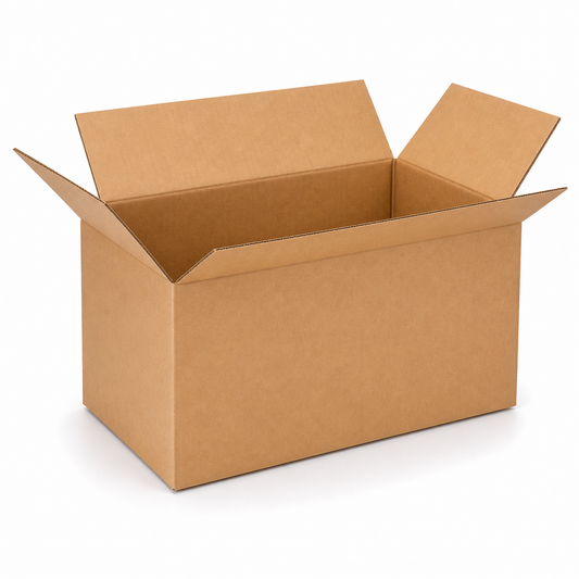Shiply 18 x 12 x 12 inch corrugated shipping box with open flaps
