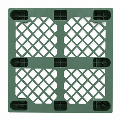 Additional angle of Shiply green nestable plastic pallet