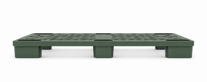 Side angle of Shiply green nestable plastic pallet