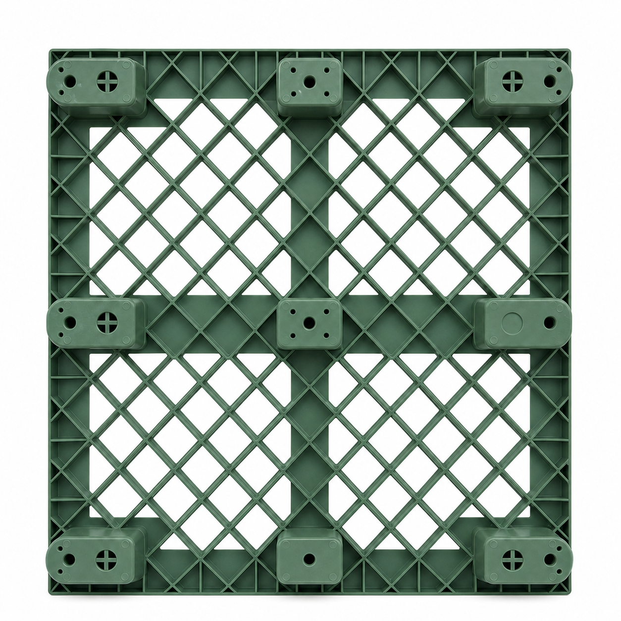 Top angle of Shiply green nestable plastic pallet