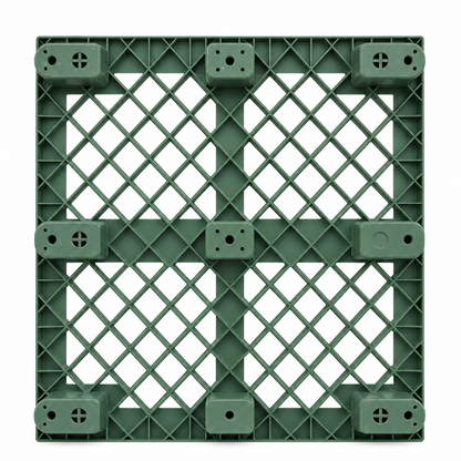 Top angle of Shiply green nestable plastic pallet