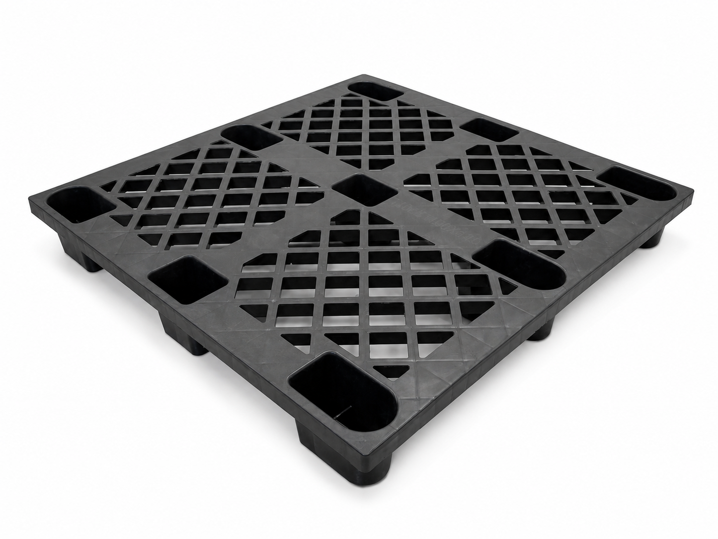 Shiply black nestable plastic pallet 110cm x 110cm x 14cm