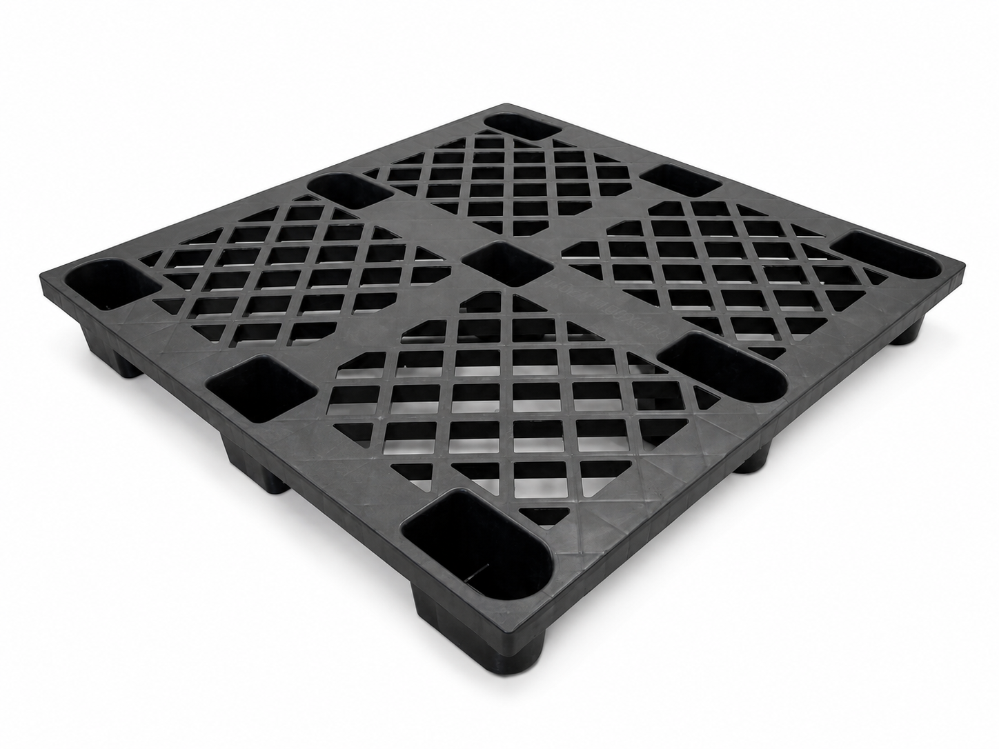 Shiply black nestable plastic pallet 110cm x 110cm x 14cm