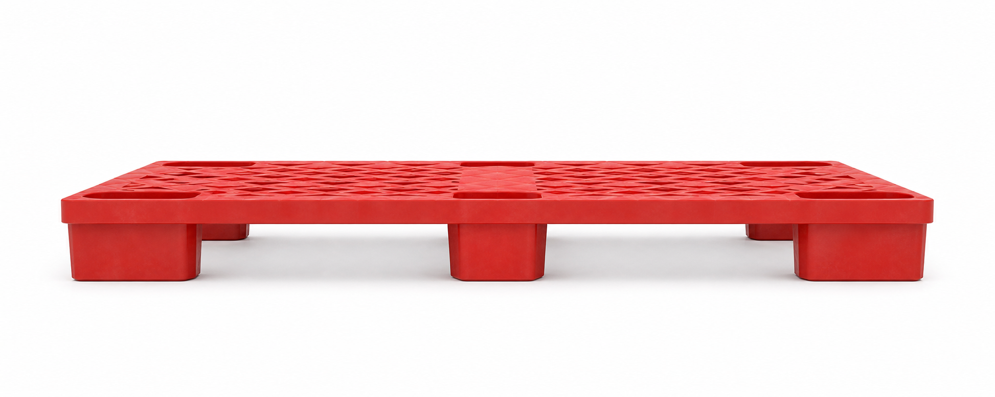 Additional angle of Shiply red nestable plastic pallet
