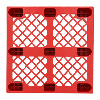 Top angle of Shiply red nestable plastic pallet